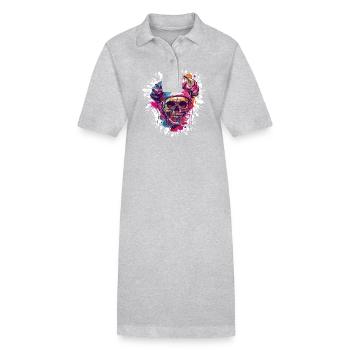 Chef Skull - Stanley/Stella PAIGER Organic Women’s Polo Dress - heather grey - Front