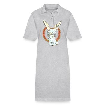 Ange Gardien Ange Protecteur Chapelet Spirituel - Robe polo bio PAIGER Stanley/Stella Femme - gris chiné - Devant