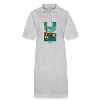Kiel Vintage Travel Illustration - Germany - Stanley/Stella PAIGER Organic Women’s Polo Dress - heather grey - Front