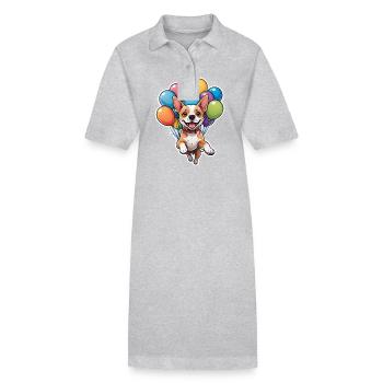 Hund mit bunten Luftballons - Stanley/Stella Frauen Bio-Polokleid PAIGER - Grau meliert - Vorne