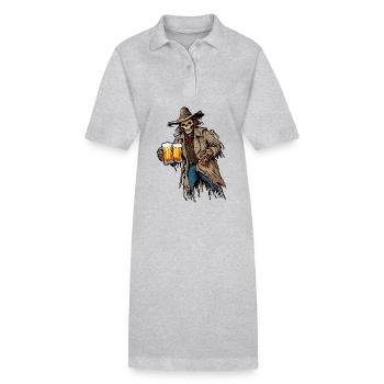 Épouvantail / Ouvrier de la moisson / Champ de maïs / Champ - Robe polo bio PAIGER Stanley/Stella Femme - gris chiné - Devant