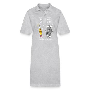 drôle humour sarcasme smartphon - Robe polo bio PAIGER Stanley/Stella Femme - gris chiné - Devant