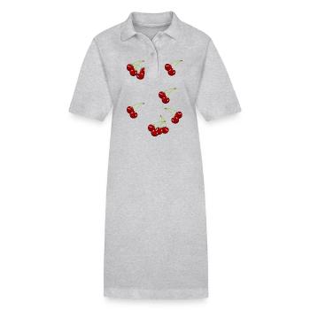 80s 90s Cherry Fruit Fruit Fruit - Stanley/Stella PAIGER Organic Women’s Polo Dress - heather grey - Front