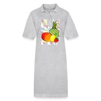 80s Fruit Fruits Fruit Retro Teen - Stanley/Stella PAIGER Organic Women’s Polo Dress - heather grey - Front