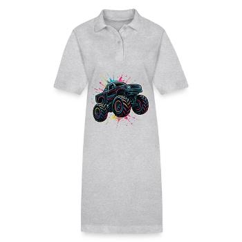 Monster Truck Couleurs néon - Robe polo bio PAIGER Stanley/Stella Femme - gris chiné - Devant