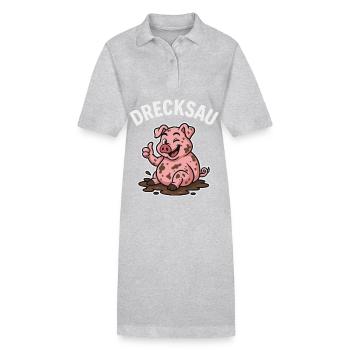 Drecksau – Lustiges Schweine Shirt - Stanley/Stella Frauen Bio-Polokleid PAIGER - Grau meliert - Vorne