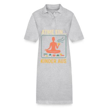 Atme ein, Kinder aus – Yoga & Kaffee - Stanley/Stella Frauen Bio-Polokleid PAIGER - Grau meliert - Vorne