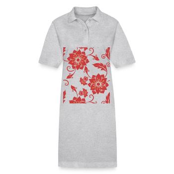 Muster, Blumenmuster, dekorative Blumen, Plakat - Stanley/Stella Frauen Bio-Polokleid PAIGER - Grau meliert - Vorne