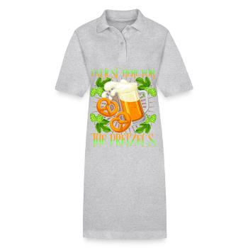 Beer, pretzel funny saying with beer mug - Stanley/Stella PAIGER Organic Women’s Polo Dress - heather grey - Front