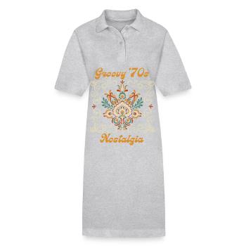 70er Jahre Retro, Hippie-Stil, lustiger Spruch - Stanley/Stella Frauen Bio-Polokleid PAIGER - Grau meliert - Vorne