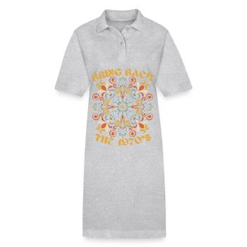 70er Jahre Retro-Design, lustiger Spruch - Stanley/Stella Frauen Bio-Polokleid PAIGER - Grau meliert - Vorne