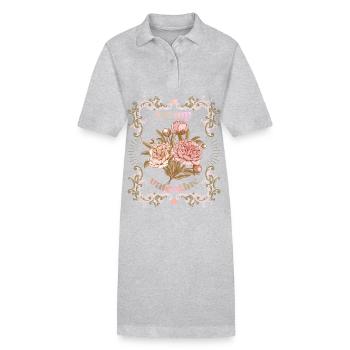 Be-My-Valentine, Pivoine, Saint-Valentin - Robe polo bio PAIGER Stanley/Stella Femme - gris chiné - Devant