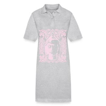 Tête de Bouddha, Bouddha thaïlandais, spirituel, Thaïlande - Robe polo bio PAIGER Stanley/Stella Femme - gris chiné - Devant