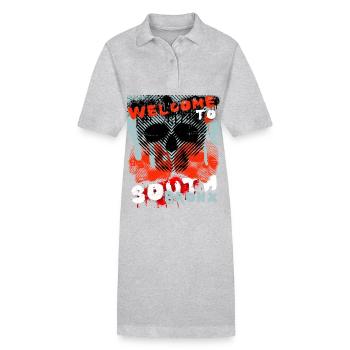 Vintage design New York-Bronx with skull - Stanley/Stella PAIGER Organic Women’s Polo Dress - heather grey - Front