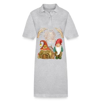 Gnom-Zwerg, Zwergenhaus, Märchen mit Zwergen - Stanley/Stella Frauen Bio-Polokleid PAIGER - Grau meliert - Vorne