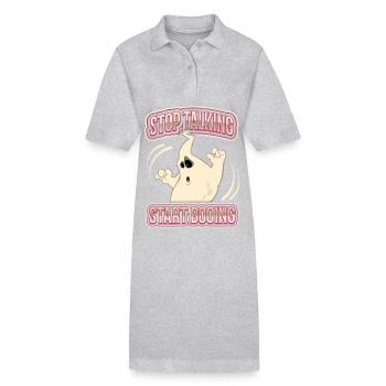 Drôle de fantôme, disant style de bande dessinée d’Halloween - Robe polo bio PAIGER Stanley/Stella Femme - gris chiné - Devant