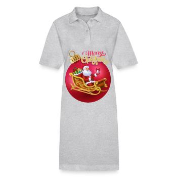 Merry Christmas Calligraphy, Santa Claus - Stanley/Stella PAIGER Organic Women’s Polo Dress - heather grey - Front