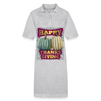 Vintage-Thanksgiving, Happy Thanksgiving - Stanley/Stella Frauen Bio-Polokleid PAIGER - Grau meliert - Vorne