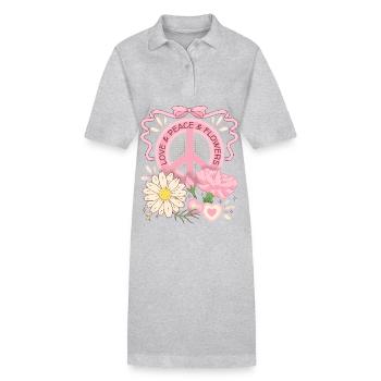Symbole de paix Signe de paix, Amour-Paix-Fleurs - Robe polo bio PAIGER Stanley/Stella Femme - gris chiné - Devant
