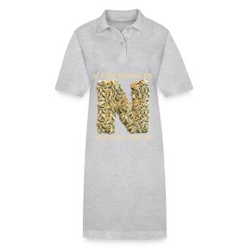 Nouilles, pâtes, drôle de dicton, quota de nouilles - Robe polo bio PAIGER Stanley/Stella Femme - gris chiné - Devant