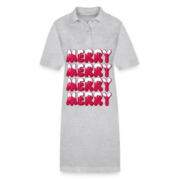 Christmas Merry-Christmas Typography Merry - Stanley/Stella PAIGER Organic Women’s Polo Dress - heather grey - Front
