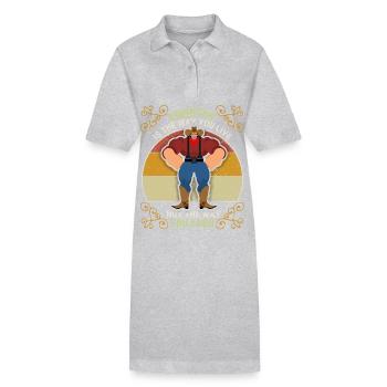 Country-Music, Countrymusik lustiger Cowboy Spruch - Stanley/Stella Frauen Bio-Polokleid PAIGER - Grau meliert - Vorne