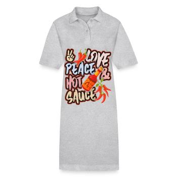 Pepperoni, Pfeffer scharfe Soße, Peace-and-Love - Stanley/Stella Frauen Bio-Polokleid PAIGER - Grau meliert - Vorne