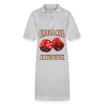 Luck-in-Game, Luck-in-Love, Dice - Stanley/Stella PAIGER Organic Women’s Polo Dress - heather grey - Front