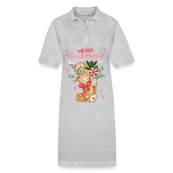 Christmas Gingerbread Boots, St. Nicholas - Stanley/Stella PAIGER Organic Women’s Polo Dress - heather grey - Front