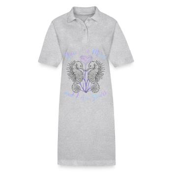 Saint-Valentin Dicter le motif de l’hippocampe, l’amour - Robe polo bio PAIGER Stanley/Stella Femme - gris chiné - Devant