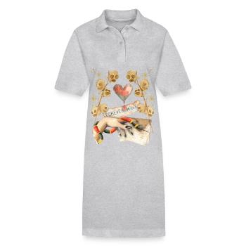 Gothique Crâne Gothique-Saint-Valentin, Saint-Valentin - Robe polo bio PAIGER Stanley/Stella Femme - gris chiné - Devant