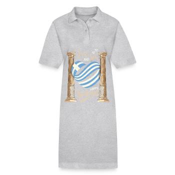 Sonne und Meer Griechenland Urlaub antike Ruinen - Stanley/Stella Frauen Bio-Polokleid PAIGER - Grau meliert - Vorne