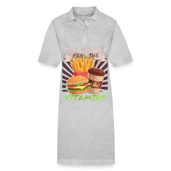 Junk-Food, Fast Food, Hamburger lustiger Spruch - Stanley/Stella Frauen Bio-Polokleid PAIGER - Grau meliert - Vorne