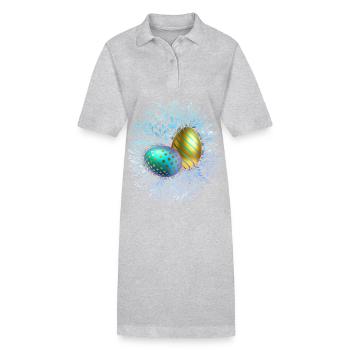 Joyeuses Pâques, Oeufs de Pâques, Oeuf de conception 3D - Robe polo bio PAIGER Stanley/Stella Femme - gris chiné - Devant