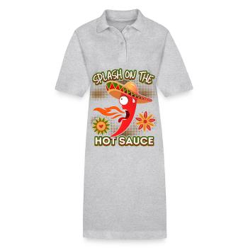 Pepperoni, scharfe Soße, Mexiko lustiger Spruch - Stanley/Stella Frauen Bio-Polokleid PAIGER - Grau meliert - Vorne