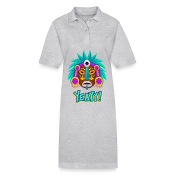 Azteken, Maya-Kultur, Tribal-Kultur Folklore-Maske - Stanley/Stella Frauen Bio-Polokleid PAIGER - Grau meliert - Vorne