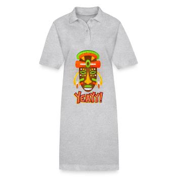 Azteken, Maya-Kultur, Tribal-Kultur Folklore-Maske - Stanley/Stella Frauen Bio-Polokleid PAIGER - Grau meliert - Vorne