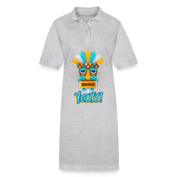 Azteken, Maya-Kultur, Tribal-Kultur Folklore-Maske - Stanley/Stella Frauen Bio-Polokleid PAIGER - Grau meliert - Vorne
