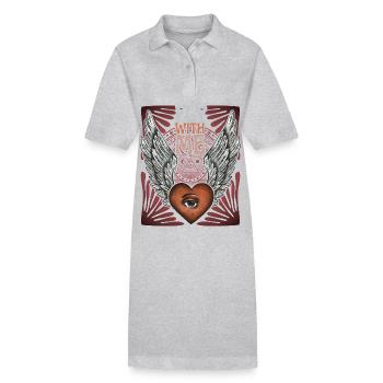Valentinstag, Engelflügel mit Herz-Auge, Spruch - Stanley/Stella Frauen Bio-Polokleid PAIGER - Grau meliert - Vorne