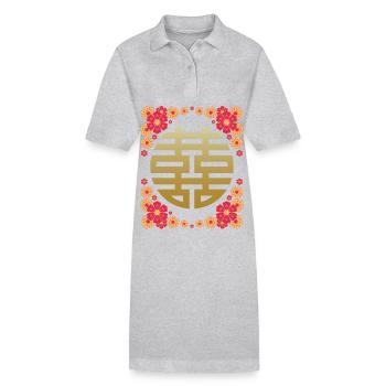 Caractère chinois, bonheur-bonheur - Robe polo bio PAIGER Stanley/Stella Femme - gris chiné - Devant