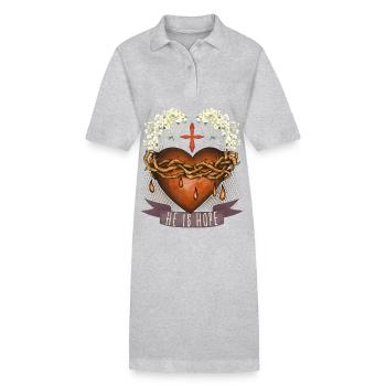 Jésus-Christ, Sacré-Cœur, Couronne d’épines, Proverbe - Robe polo bio PAIGER Stanley/Stella Femme - gris chiné - Devant