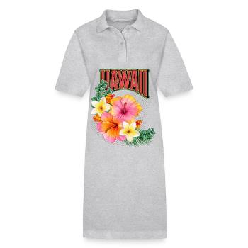 Hawaii, aloha hawaïen, fleur d’hibiscus - Robe polo bio PAIGER Stanley/Stella Femme - gris chiné - Devant