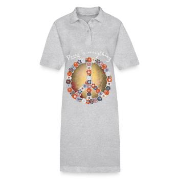Symbole de paix, signe de paix, fleurs de signe de paix - Robe polo bio PAIGER Stanley/Stella Femme - gris chiné - Devant