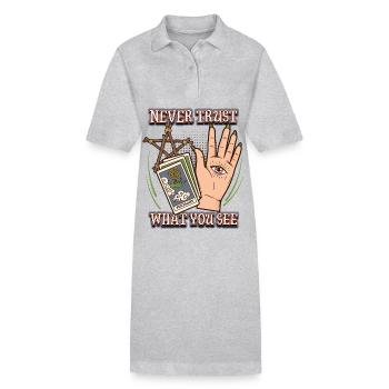 Divination Occultism Palmistry, Palmistry Saying - Stanley/Stella PAIGER Organic Women’s Polo Dress - heather grey - Front
