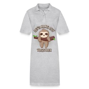 Sloth, Sloth, funny saying, Let's Hang-Out - Stanley/Stella PAIGER Organic Women’s Polo Dress - heather grey - Front