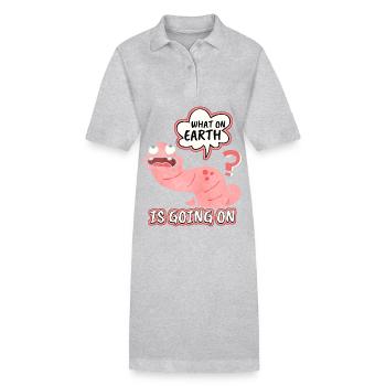 earthworm, funny worm, saying, pun, pun - Stanley/Stella PAIGER Organic Women’s Polo Dress - heather grey - Front