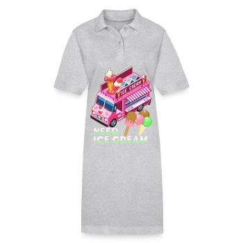 Vendeur de crème glacée, vendeur de crème glacée food truck - Robe polo bio PAIGER Stanley/Stella Femme - gris chiné - Devant
