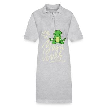 Lustiger Yoga Frosch, Spruch Yoga-Lover - Stanley/Stella Frauen Bio-Polokleid PAIGER - Grau meliert - Vorne