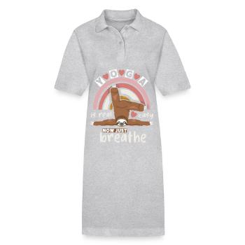 Lustiger Yoga Sloth, Yoga Faultier mit Regenbogen - Stanley/Stella Frauen Bio-Polokleid PAIGER - Grau meliert - Vorne
