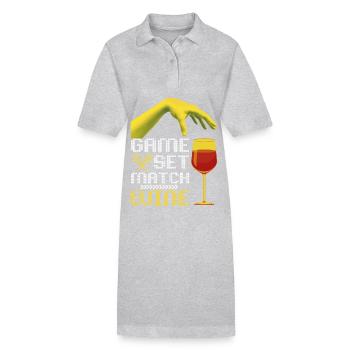 Jeu de tennis set match drôle de dicton avec du vin - Robe polo bio PAIGER Stanley/Stella Femme - gris chiné - Devant